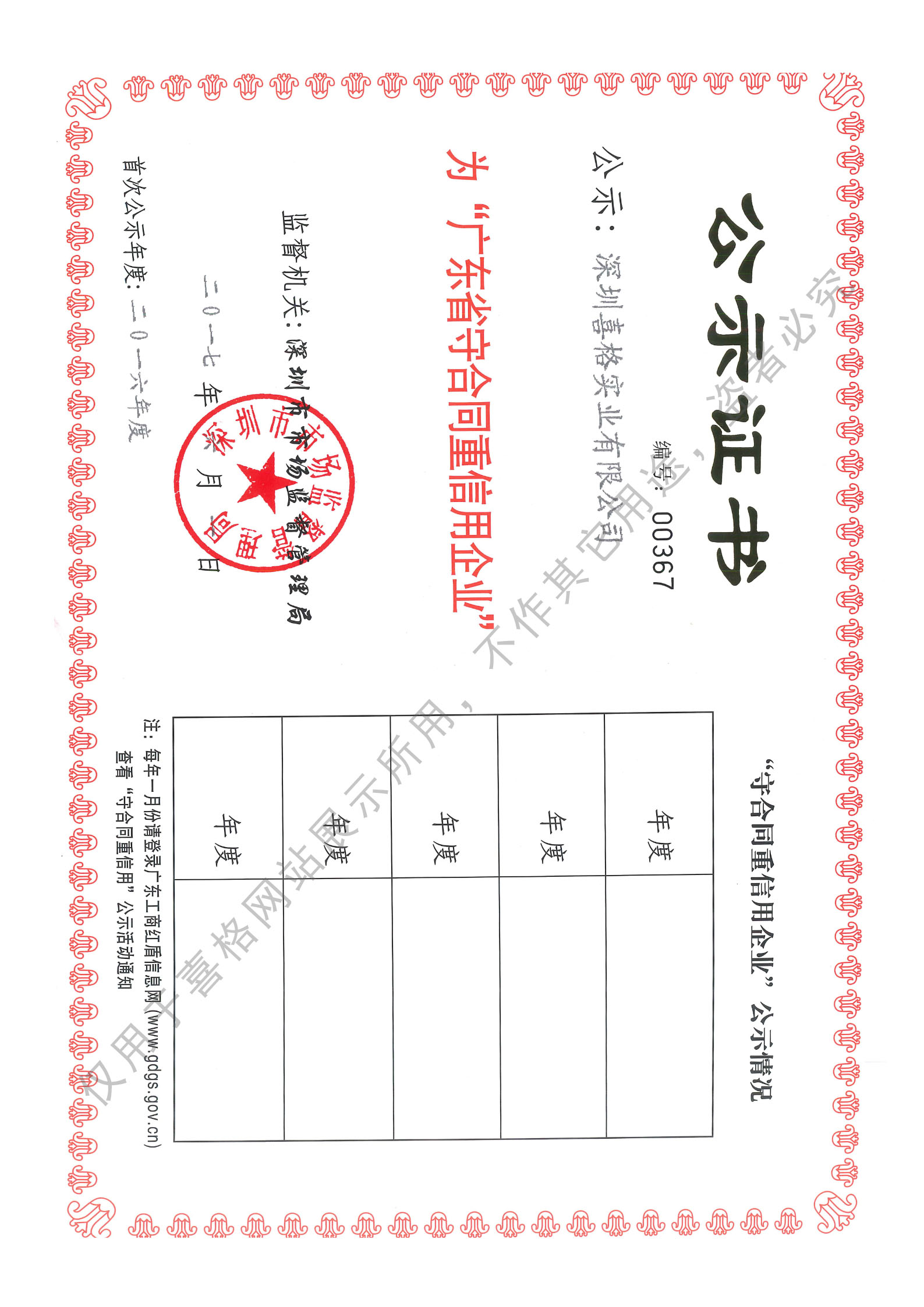 2016年守合同重信用證書(shū)